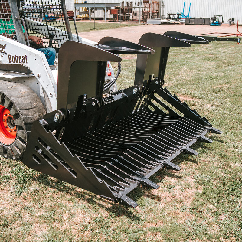 82-IN FINE GRADE ROCK BUCKET GRAPPLE SKELETON LOADER W/ TEETH